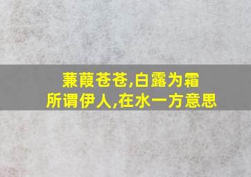 蒹葭苍苍,白露为霜 所谓伊人,在水一方意思